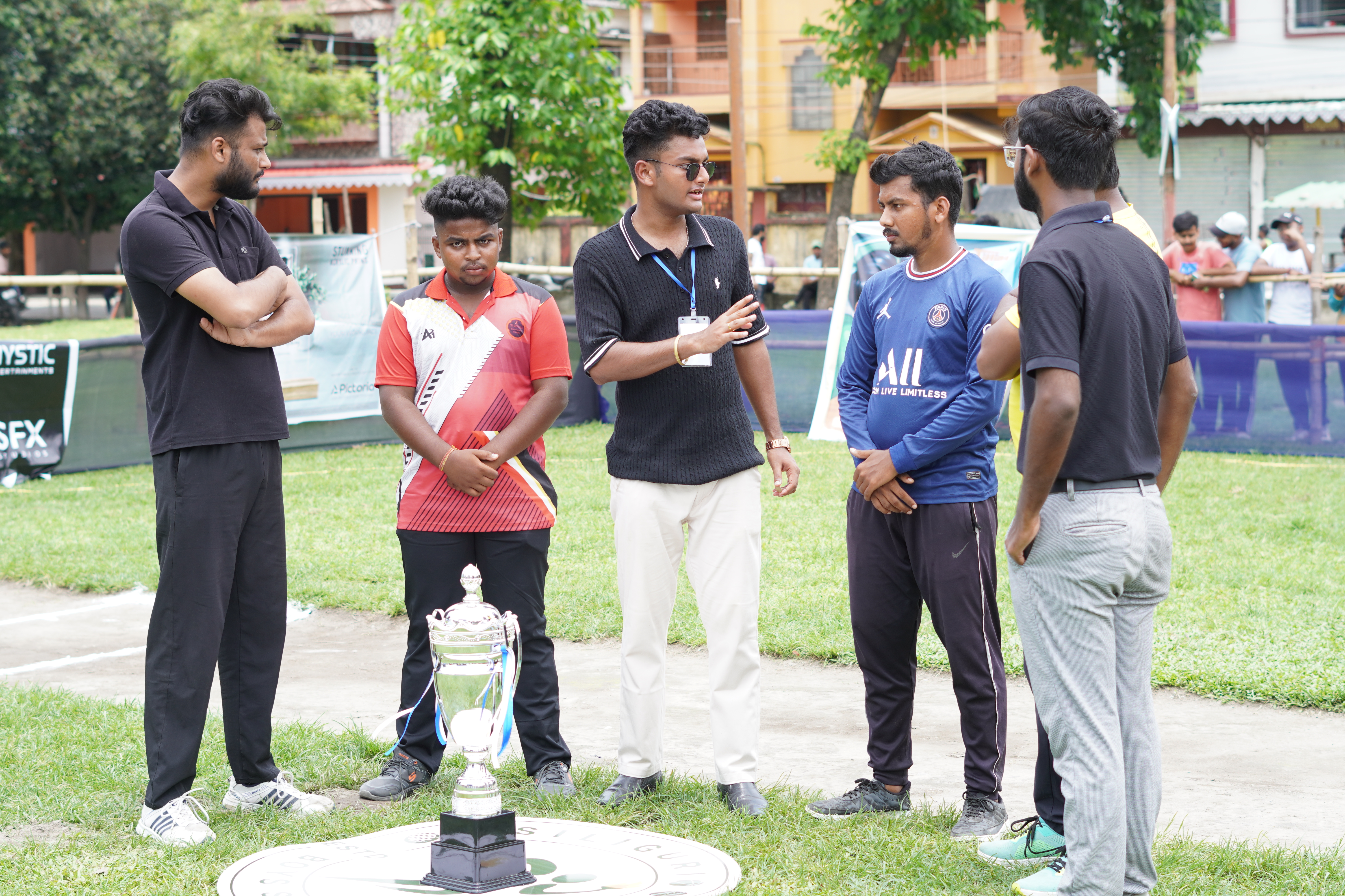 Power-hitter finishing a chase under lights